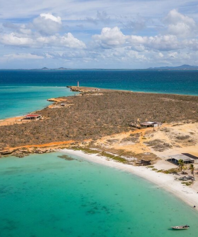 Los Roques Küstenlinie Drohne — Venezuela Karibik Insel