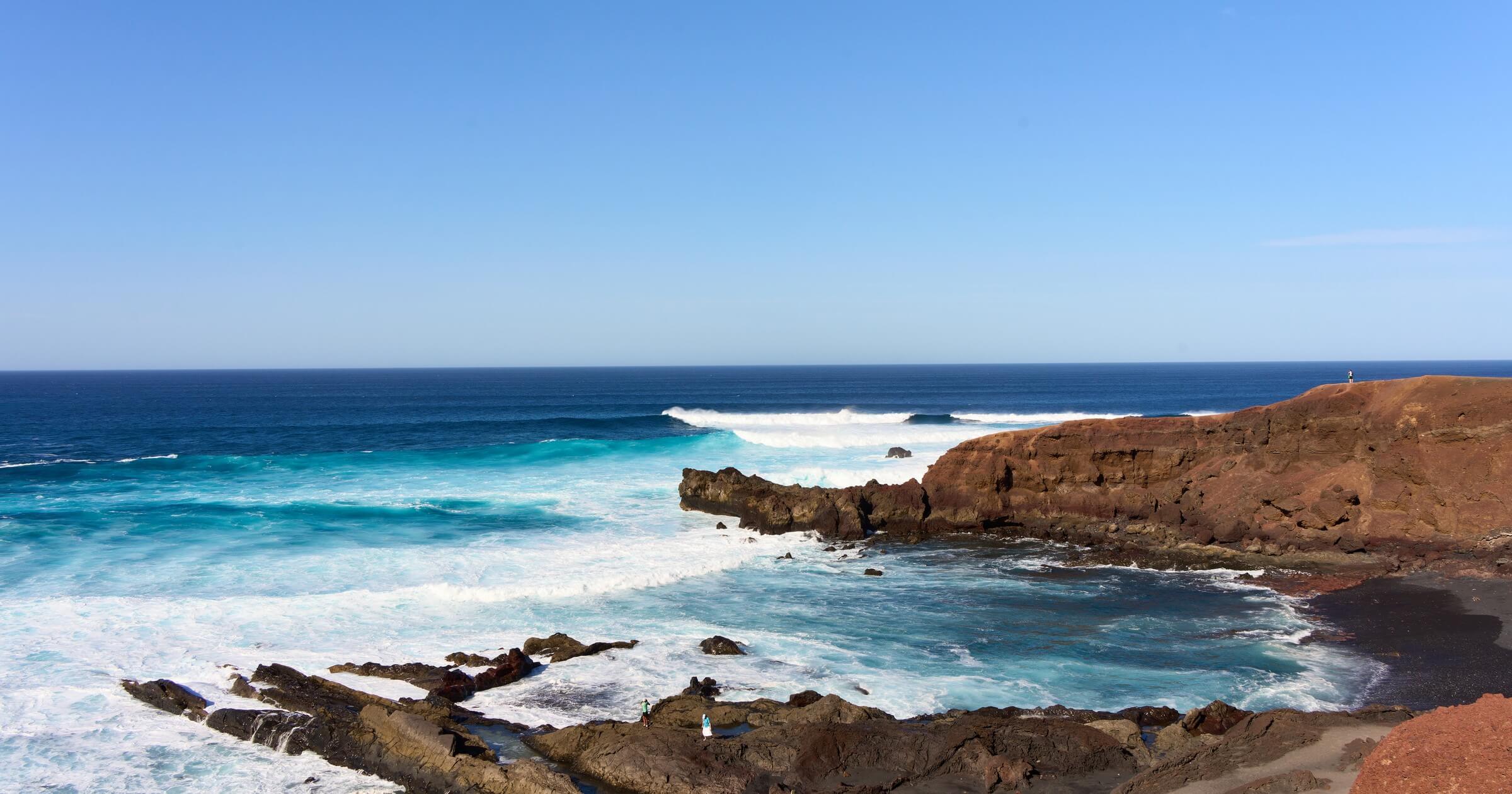 Coast with surf on Lanzarote